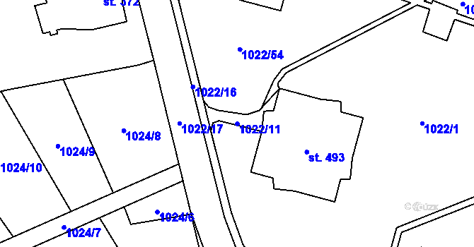 Parcela st. 1022/11 v KÚ Ohrazenice u Turnova, Katastrální mapa