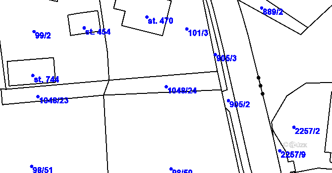 Parcela st. 1048/24 v KÚ Ohrazenice u Turnova, Katastrální mapa