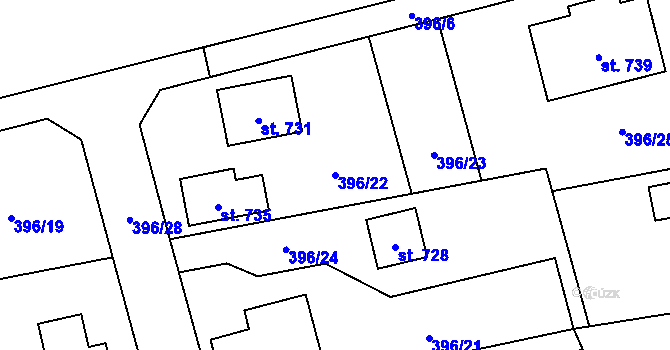 Parcela st. 396/22 v KÚ Ohrazenice u Turnova, Katastrální mapa