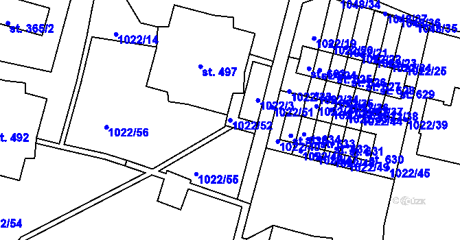Parcela st. 1022/52 v KÚ Ohrazenice u Turnova, Katastrální mapa