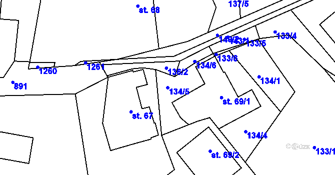 Parcela st. 134/5 v KÚ Ohrazenice u Turnova, Katastrální mapa
