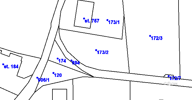 Parcela st. 173/2 v KÚ Ohrazenice u Turnova, Katastrální mapa