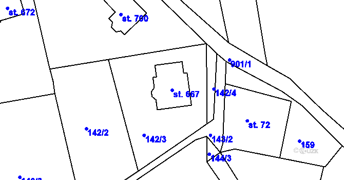 Parcela st. 667 v KÚ Ohrazenice u Turnova, Katastrální mapa