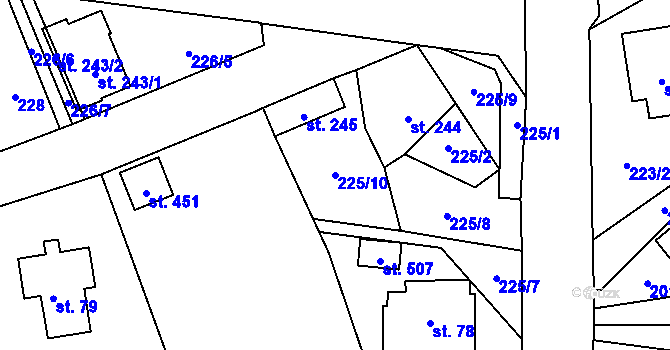 Parcela st. 225/10 v KÚ Ohrazenice u Turnova, Katastrální mapa