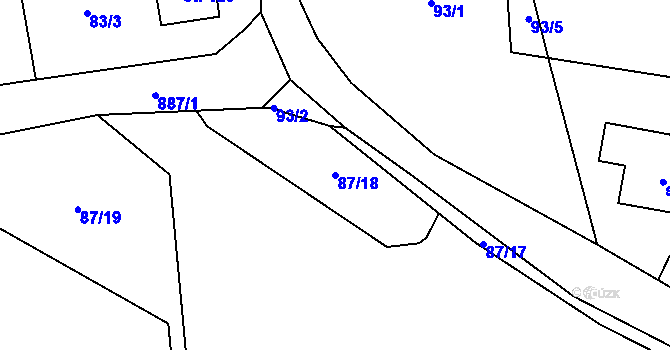 Parcela st. 87/18 v KÚ Ohrazenice u Turnova, Katastrální mapa