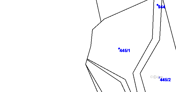 Parcela st. 445/3 v KÚ Ohrazenice u Turnova, Katastrální mapa