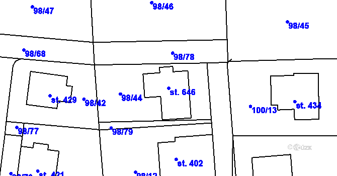 Parcela st. 646 v KÚ Ohrazenice u Turnova, Katastrální mapa