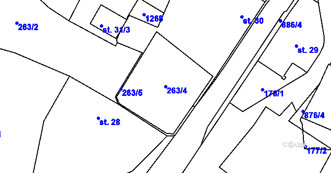 Parcela st. 263/4 v KÚ Ohrazenice u Turnova, Katastrální mapa