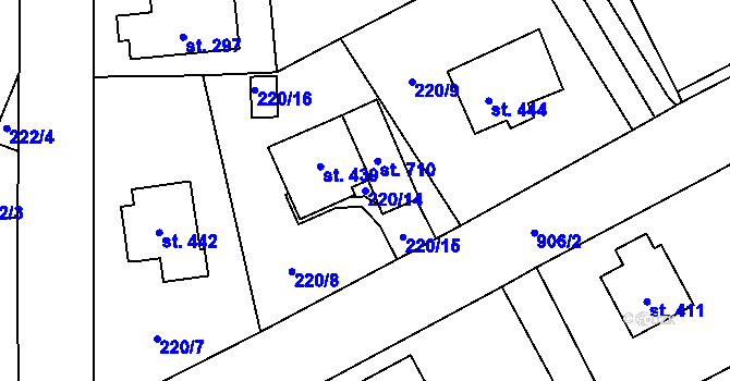 Parcela st. 220/14 v KÚ Ohrazenice u Turnova, Katastrální mapa