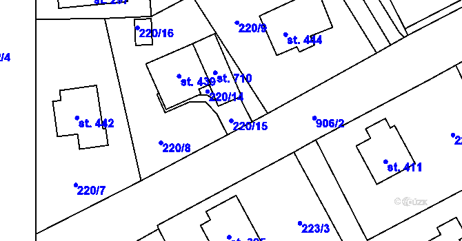 Parcela st. 220/15 v KÚ Ohrazenice u Turnova, Katastrální mapa