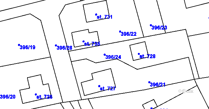 Parcela st. 396/24 v KÚ Ohrazenice u Turnova, Katastrální mapa