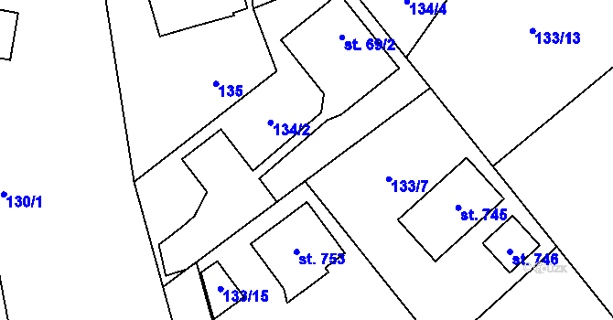 Parcela st. 133/11 v KÚ Ohrazenice u Turnova, Katastrální mapa