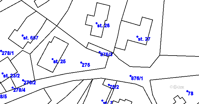 Parcela st. 876/3 v KÚ Ohrazenice u Turnova, Katastrální mapa