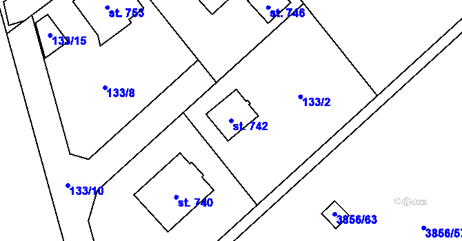 Parcela st. 742 v KÚ Ohrazenice u Turnova, Katastrální mapa