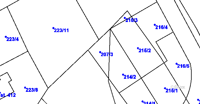 Parcela st. 207/3 v KÚ Ohrazenice u Turnova, Katastrální mapa