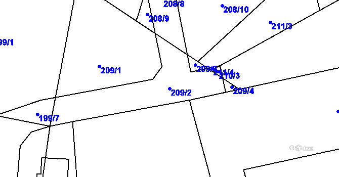 Parcela st. 209/2 v KÚ Ohrazenice u Turnova, Katastrální mapa