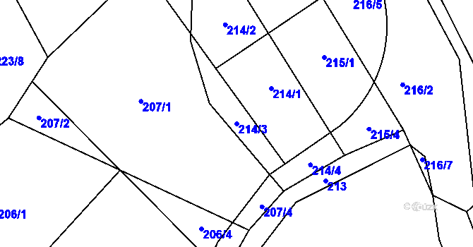 Parcela st. 214/3 v KÚ Ohrazenice u Turnova, Katastrální mapa