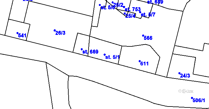 Parcela st. 5/1 v KÚ Ohrobec, Katastrální mapa