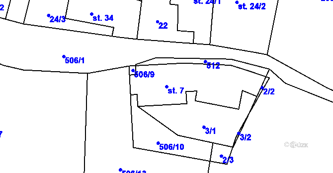 Parcela st. 7 v KÚ Ohrobec, Katastrální mapa