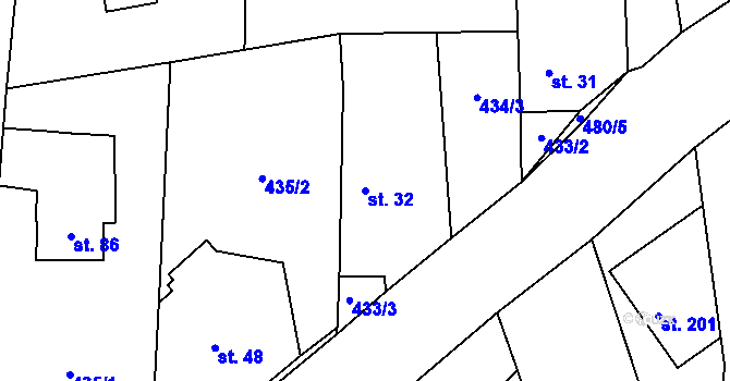 Parcela st. 32 v KÚ Ohrobec, Katastrální mapa