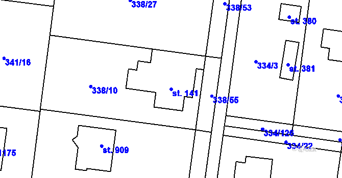Parcela st. 141 v KÚ Ohrobec, Katastrální mapa