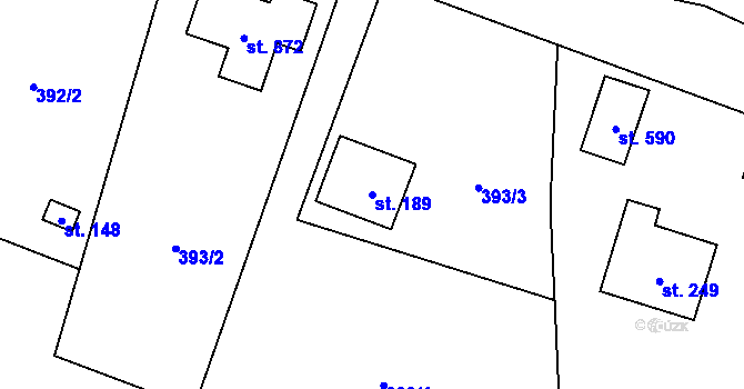 Parcela st. 189 v KÚ Ohrobec, Katastrální mapa