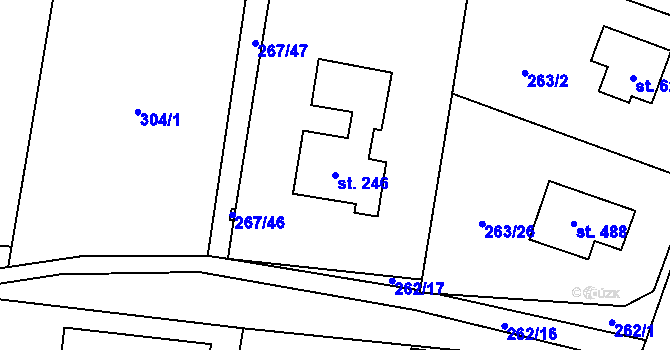 Parcela st. 246 v KÚ Ohrobec, Katastrální mapa