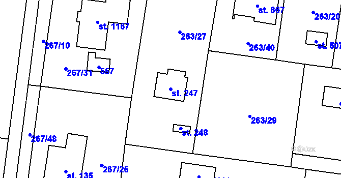 Parcela st. 247 v KÚ Ohrobec, Katastrální mapa