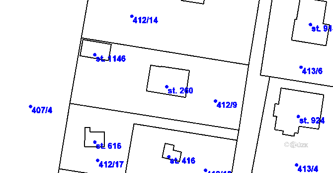 Parcela st. 260 v KÚ Ohrobec, Katastrální mapa