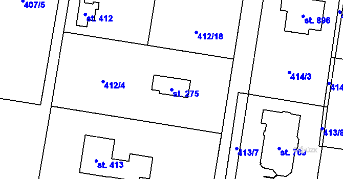 Parcela st. 275 v KÚ Ohrobec, Katastrální mapa