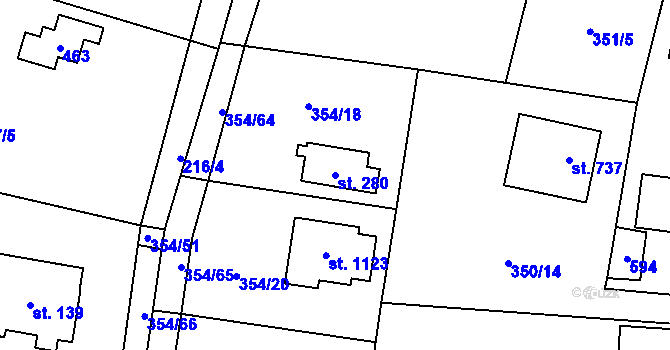 Parcela st. 280 v KÚ Ohrobec, Katastrální mapa