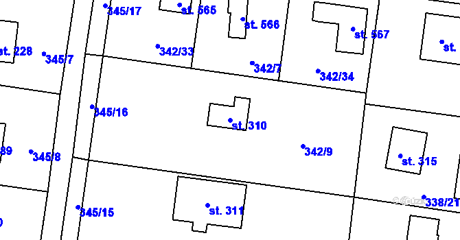Parcela st. 310 v KÚ Ohrobec, Katastrální mapa