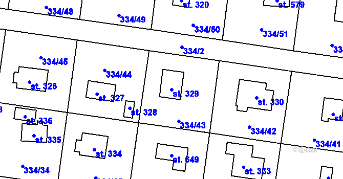 Parcela st. 329 v KÚ Ohrobec, Katastrální mapa