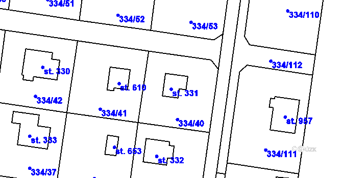 Parcela st. 331 v KÚ Ohrobec, Katastrální mapa