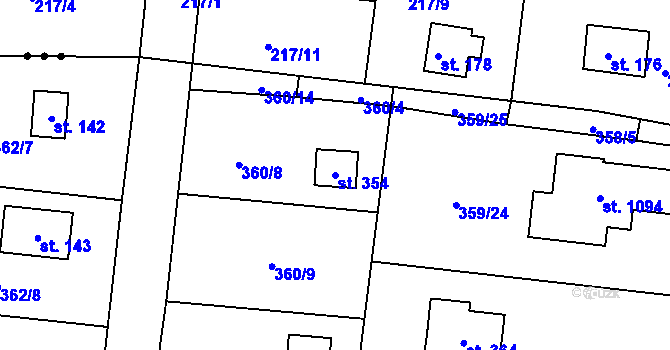Parcela st. 354 v KÚ Ohrobec, Katastrální mapa