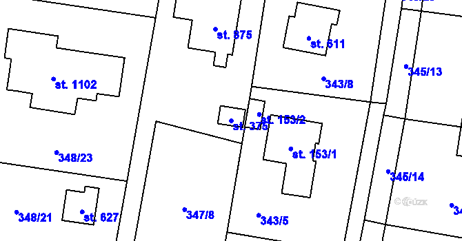 Parcela st. 375 v KÚ Ohrobec, Katastrální mapa