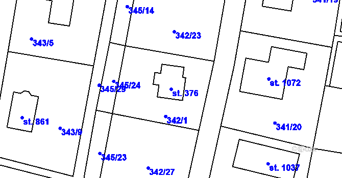 Parcela st. 376 v KÚ Ohrobec, Katastrální mapa