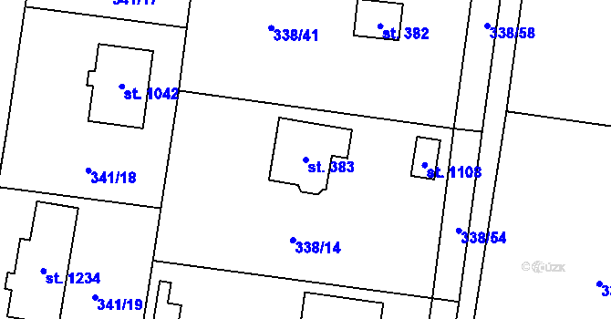 Parcela st. 383 v KÚ Ohrobec, Katastrální mapa