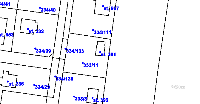 Parcela st. 391 v KÚ Ohrobec, Katastrální mapa