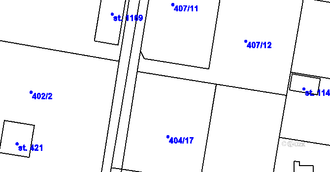 Parcela st. 418 v KÚ Ohrobec, Katastrální mapa