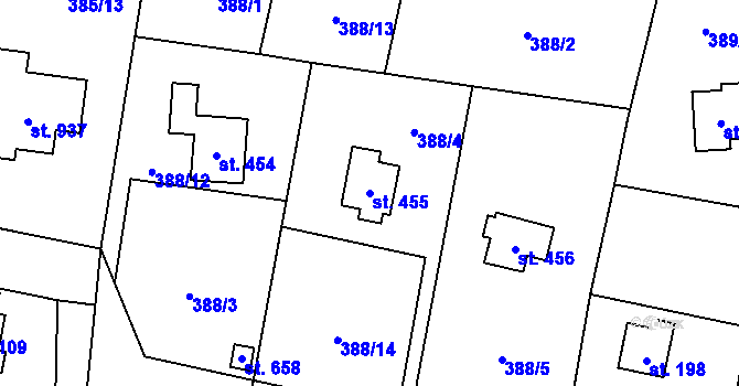 Parcela st. 455 v KÚ Ohrobec, Katastrální mapa