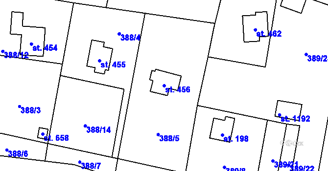 Parcela st. 456 v KÚ Ohrobec, Katastrální mapa