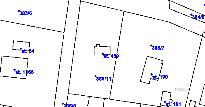 Parcela st. 459 v KÚ Ohrobec, Katastrální mapa