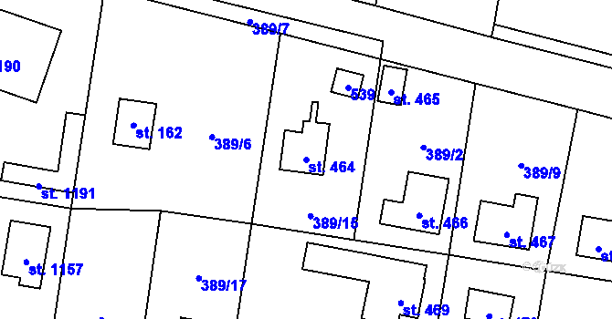 Parcela st. 464 v KÚ Ohrobec, Katastrální mapa