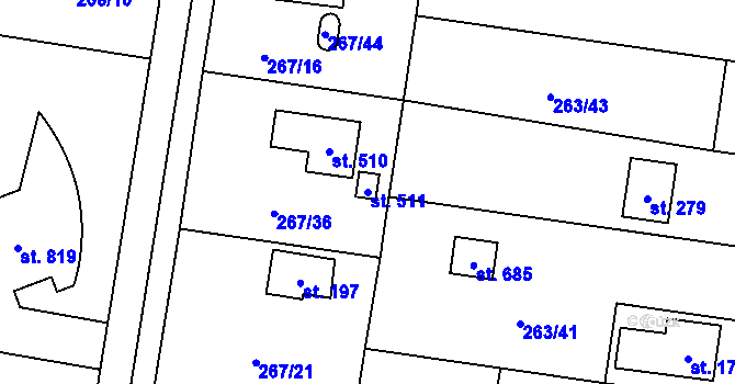 Parcela st. 511 v KÚ Ohrobec, Katastrální mapa