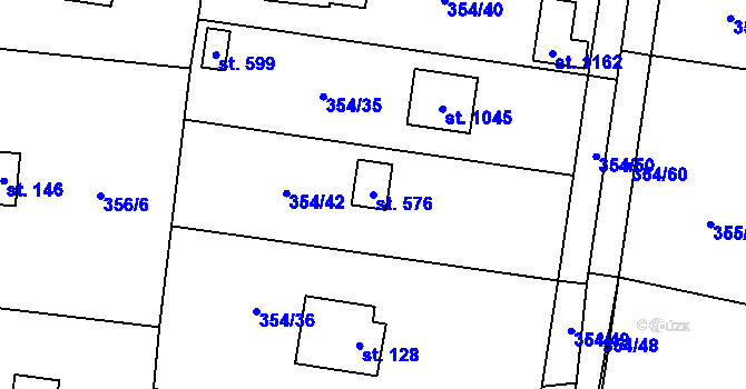 Parcela st. 576 v KÚ Ohrobec, Katastrální mapa