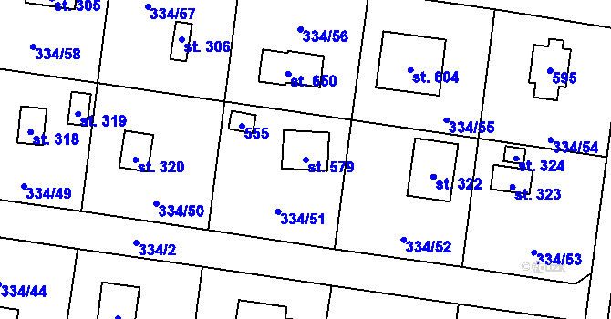 Parcela st. 579 v KÚ Ohrobec, Katastrální mapa