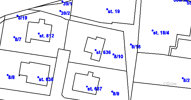 Parcela st. 636 v KÚ Ohrobec, Katastrální mapa