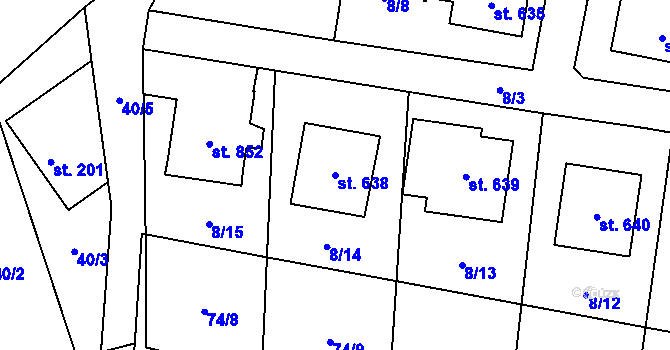 Parcela st. 638 v KÚ Ohrobec, Katastrální mapa
