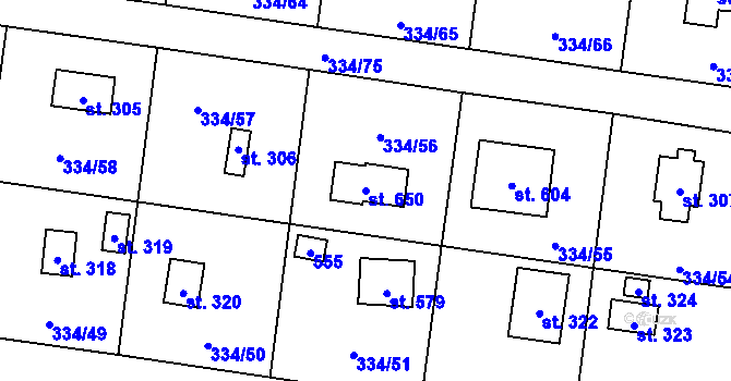 Parcela st. 650 v KÚ Ohrobec, Katastrální mapa